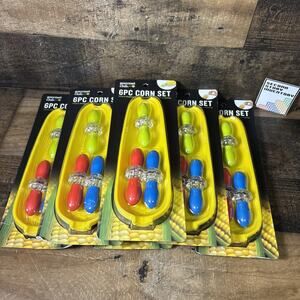 Gourmet Club 6 Piece Corn Cob Holder Set Bundle Lot Of 6 BRAND NEW Mess Free